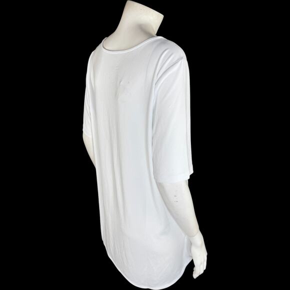 Susan Graver Modern Essentials Pet Liquid Knit Shirttail Tunic White L PETITE - Picture 9 of 13